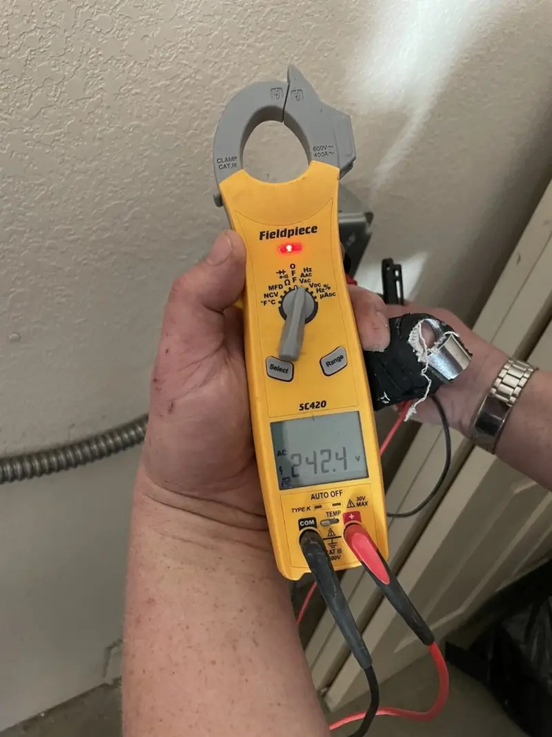 Voltage testing with clamp meter during Generator Installation in Crockery